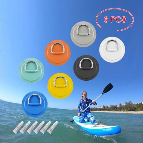 6PCS/Lot 8cm Stainless Steel D Ring Pad Patch With Glue for PVC Inflatable Boat Raft Dinghy Canoe Kayak Surfboard SUP Tie Down