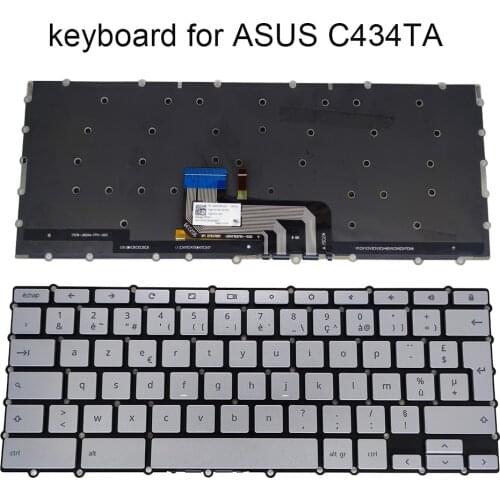 AZERTY French backlit keyboard for ASUS Chromebook C434 C434TA DSM4T 14 FR NE Norway backlit keyboards laptops silver ASM18J2