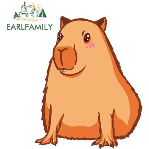 EARLFAMILY 13cm x 10.4cm For Guinea Pig Capybara Cartoon Car Assessoires Stickers Truck Laptop Decal Scratch-Proof Decoration