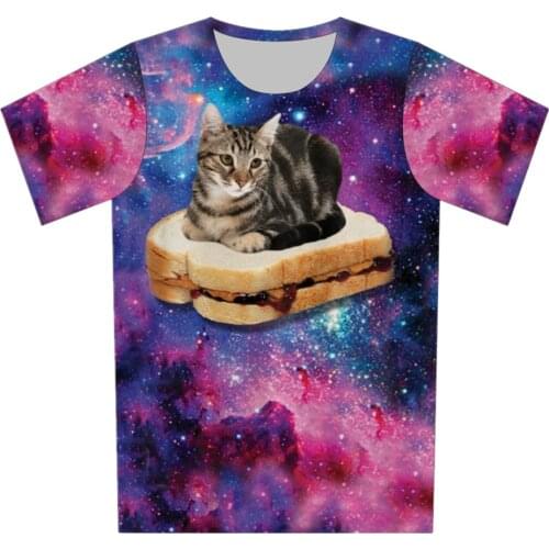 Girl Camisetas Clothes 3D T-shirt Kids Colorful Galaxy Pizza Doughnut Glasses Bread Lightning Warrior Lovely Cat Print T shirt