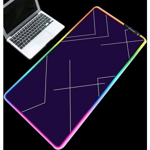 Gaming Mouse Pad RGB LED Dark Blue Line Texture Pattern High Quality Rubber Base Non-slip Desktop Computer Mice Pad for Gamer