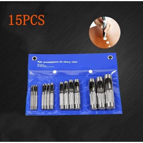 15pcs/set Leather Tools Leather Punch Steel Leather Craft Hole Craft Set Hollow Puncher Belt Punch 3mm-25mm For Clothing Canvas