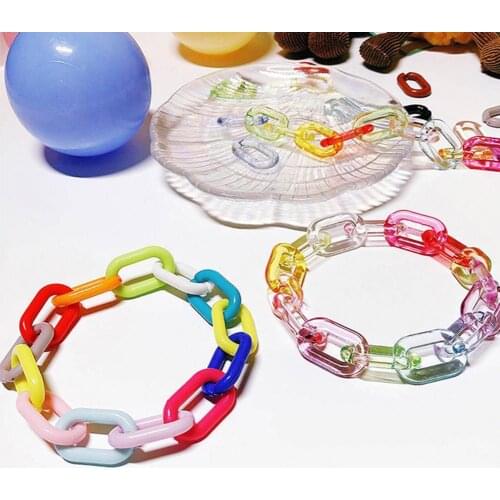 Korean Style Rainbow Color Girls Bracelets Resin Cuff Link Resin Hand Chains Women Accessory
