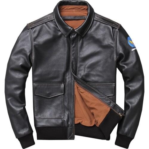 Military Pilot Jacket Air Force Flight A2 Men Genuine Real Cow Leather Motorcycle Winter Cowhide Aviator Jacket Coat