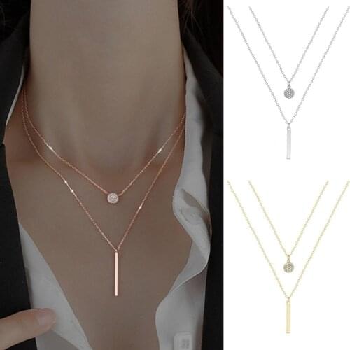 Multi-layer Coin Pendant Necklaces For Women Girls Temperament Elegant Classic Style Rectangular Round Pendant Necklace Jewelry