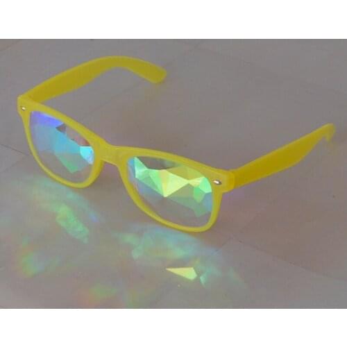 Music Festival Cool Style Kaleidoscope Glasses Glow In The Dark Yellow Frame Kaleidsocope Glasses