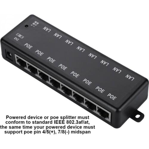 NEW DC12V-48V 8 Interfaces Passive PoE Adapter Power Over Ethernet POE Power Supply Module Injector ethernet over coax
