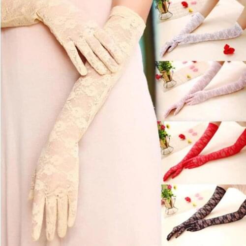 2017 new ladies lace gloves UV sunscreen Mittens summer long section of thin gloves Gloves & Mittens Accessories gloves