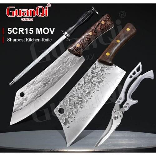 Stainless Steel Chef Knife Handmade Forged Sharp Cleaver Utility Vegetable Knives Wood Handle Professional Slicing Knife Cooking