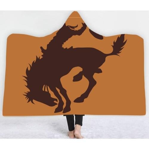 Western Cowboy Riding Cactus Desert American Country Style Cartoon Blanket Fleece Throws Travel Wrap