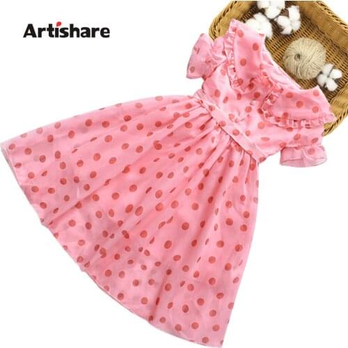 Dress Girl Dot Pattern Dress For Kids Girl 2021 Newest Party Dress For Children Summer Clothes For Girls