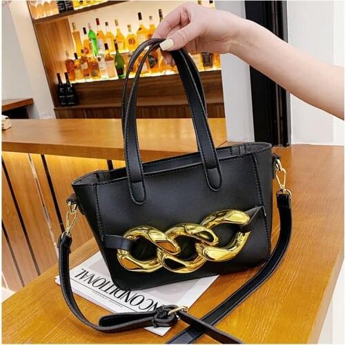 Luxury Handbags For Women Gold Thick Chain Tote Bags Leather Crossbody Shoulder Bag Women Bucket Bag Brand Clutch