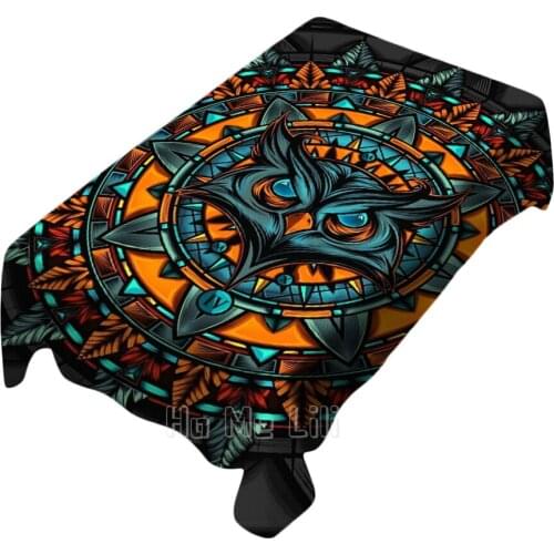 Psychedelic Mandala Design Waterproof For Dinner Table Cover Decor