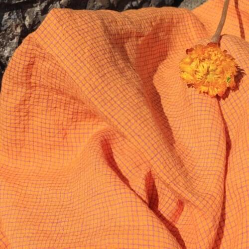 Lattice Yarn-dyed High Quality Natural 100% Pure Linen Fabric For Sewing Cloth Dresses Robe Summer Thin DIY Handmade Designer