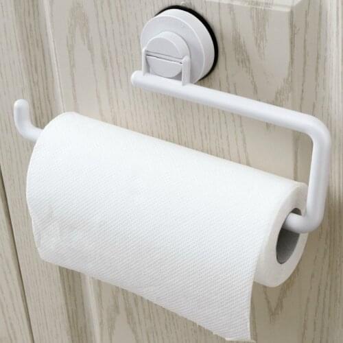 Kitchen Towel Rack Towel Rack Free Punch Vacuum Sucker Roll Paper Shelf Paper Storage Rack ZP7051445