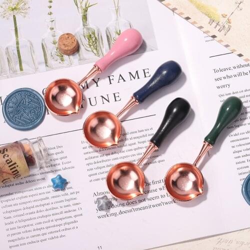 Sealing Stamp Wax Spoon Wood Handle Seal Beads Furnace Stove Pot Retro Wax Stamping Spoons for Burning Melting Wax Particles