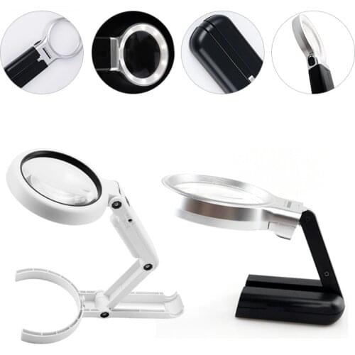 5X11X Magnifying Glass Dual Use Table Lamp Super Bright Stand Non Slip Hand Held 8 LED Simple Authenticate for Jewelry Repairing
