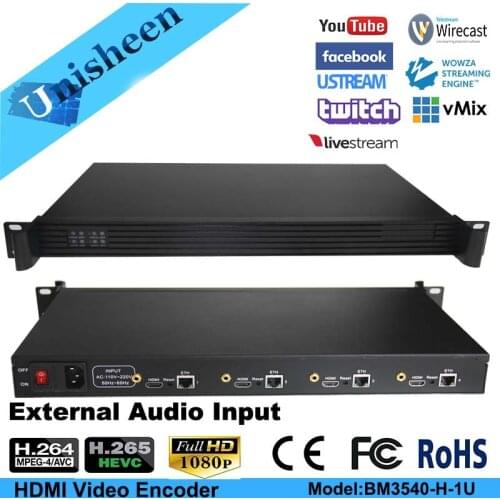 H.265 HEVC MPEG-4 AVC/H.264 4in1 HDMI Video Encoder HDMI Transmitter live Broadcast encoder H264 encoder