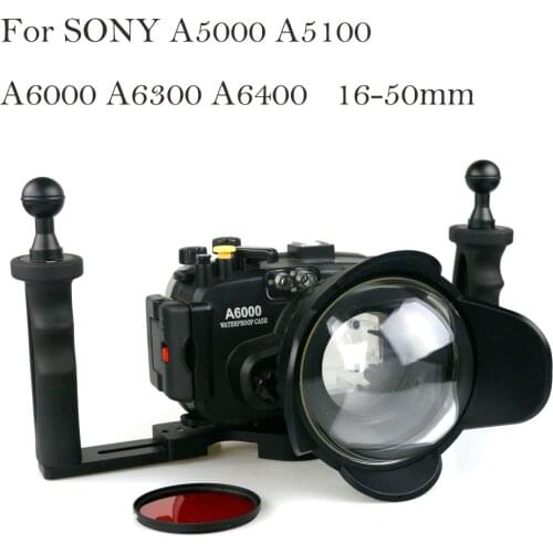 40m 130ft Waterproof Box Underwater Housing Camera Diving Case for Sony A5000 A5100 A6000 A6300 A6400 16-50mm lens Bag Cover