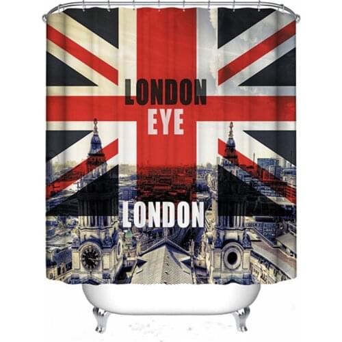 British Shower Curtain Grunge United Kingdom Flag with LONDON English Pattern Bath Curtain Display Fabric Bathroom Decor