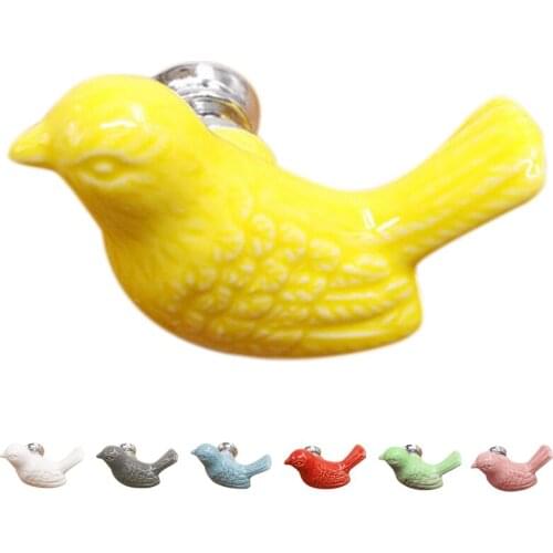 1PCS Bird Kitchen Cabinet Cupboard Ceramic Door Handles Drawer Knobs Wardrobe Pulls White