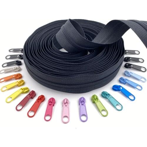 10 Meters Zipper by the Yard with Mult Color Zippers Sliders 20pcs - for Bag,Clothes and Tailor Sewing Crafts