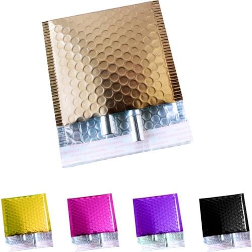 10PCS 15x13cm Colorful Metallic Foil Bubble Mailer Makeup Gift Padded Wrap Packaging Bubble Envelopes Shipping Mailing Bags