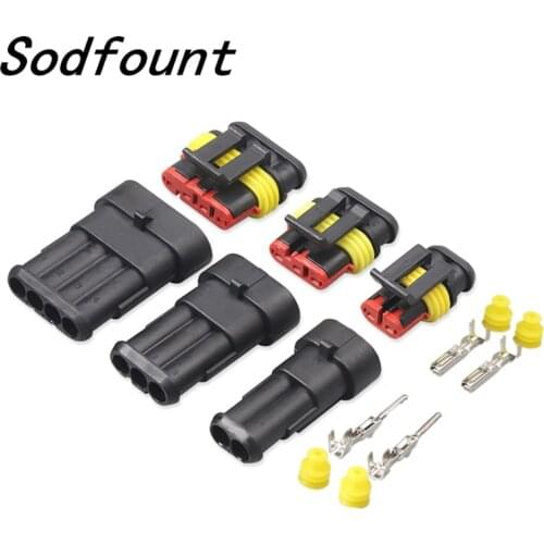 100 Sets super seal AMP Tyco connector 1.5 Kit 1/2/3/4/5/6 Pin Female and Male Waterproof connector Automotive Connector Plug