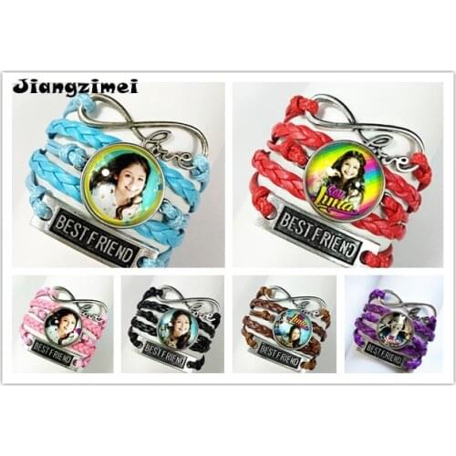 12pcs (mixed 6 designs )Super pop singer Soy Luna Elenco de Soy Luna silver Bracelets I'm moon glass hand chain best gift