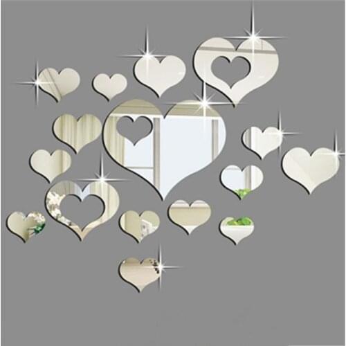 15PCS /Set 3D Wall Sticker Home Decor For Bedroom Removable Heart Art Decor Wall Stickers Living Room Bedroom Decoration 20#29