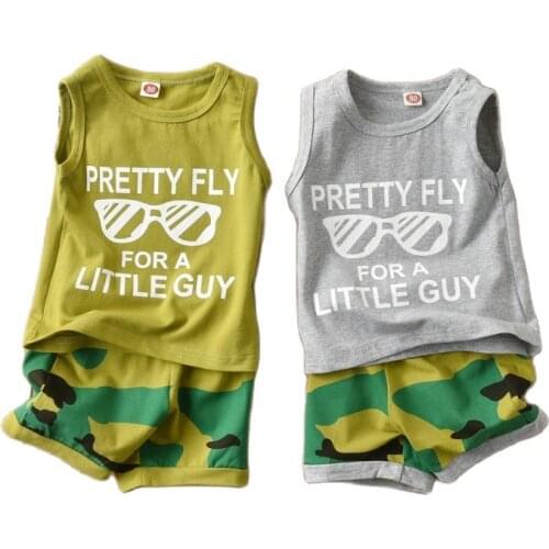 2Pcs Cute Baby Boys Summer Clothing Sets Cute Letters Print Tank Tops T-Shirt+Palm Shorts Newborn Infant Cute Baby Outfits