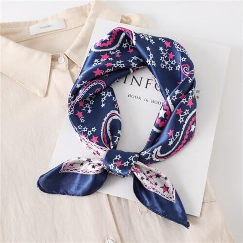 2021 Summer Silk Scarf Square Fashion Bag Scarves Kerchief Lady Hair Shawl Wraps Print Neck Foulard Women Bandana Head Hijab