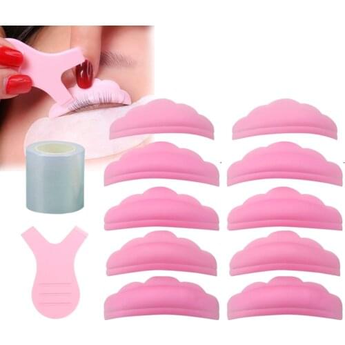5Pairs Silicone Eyelash Perming Pad Colorful Eye Lashes Rods Shield Lifting 3D Eyelash Curler with Y Brush Preservative Film