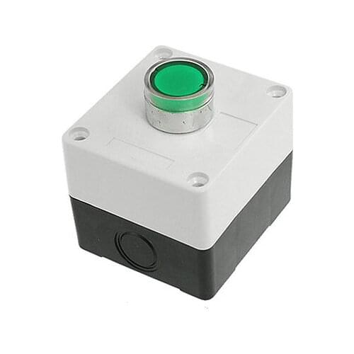 AC 110V Green Indicator Light Flat Momentary Push Button Switch Station