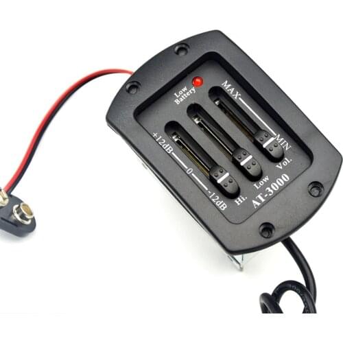 Belcat AT-3000 Guitar Pickup Active Equalizer 1 Volume 2 Tone Preamp With Low Battery LED Frequency Response 20Hz~20KHz