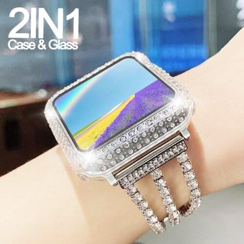 Diamond Case for Apple Watch Series 6 SE 5 4 3 2 1 38MM 42MM Cover For Iwatch SE 6 40mm 44mm watch accessories Bumper Protective