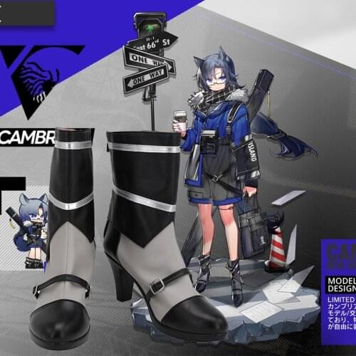 Arknights Fang Black Gray Shoes Cosplay Long Boots High Heel Leather Anime Halloween Carnival Party Accessories Custom Made