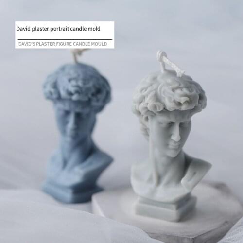 White DIY David Head Candle Casting Molds Tools Set Crystal Resin Silicone Mold Glue Mirror Making Mould Home Decoration