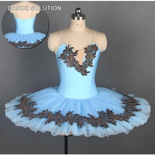 Pale Blue Spandex Bodice Pre-professional Leotard Tutu Ballerina Solo Dance Dress Adult & Girl Stage Performance Costumes BLL111