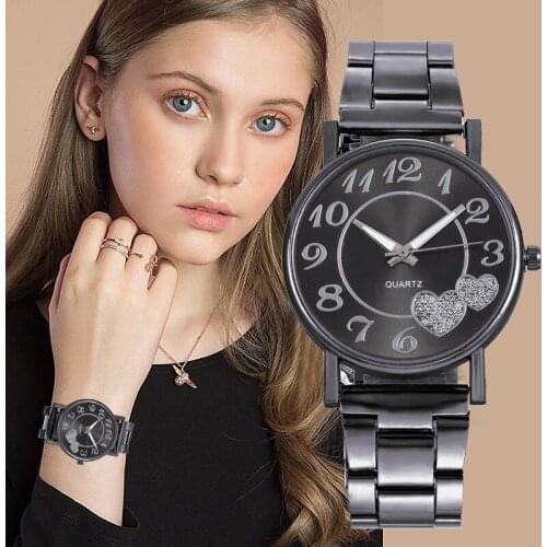 2020 Fashion Love Heart Dial Women Watches Diamond Quartz Watch Stainless Strap Watch New Year Gift For Women Girls