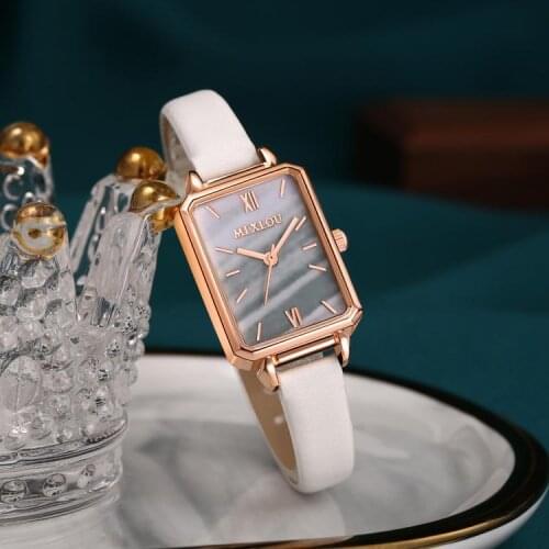 Fashion Women Green Roma Rectangle Dial Watches Analog Ladies Leather Strap Quartz Wrist Watches Reloj Mujer Zegarek Damski