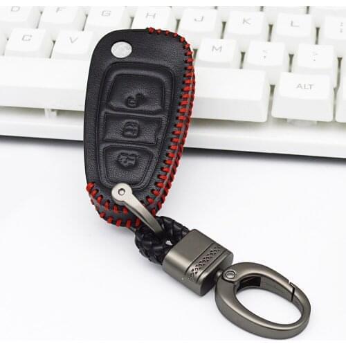 Genuine leather Car Key Cover Case For Ford Mondeo Focus 2 3 Fiesta Kuga S-MAX For Ford Transit Ecosport Car Keychain Holder