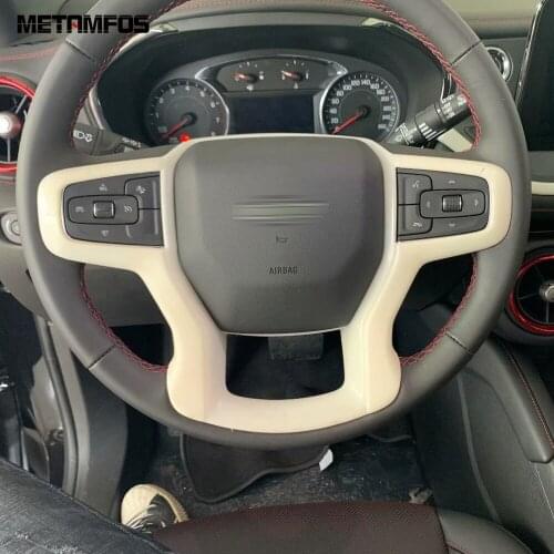 For Chevrolet Blazer 2019 2020 Carbon Fiber Steering Wheel Cover Molding Trim Decoration Frame Interior Accessories Car Styling