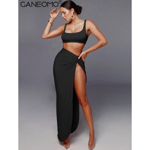 Vacation Outfits Two Piece Set Dress Women One Shoulder Crop Tops And Long Skirts Sets Summer Elegant Party Club Dresses Suits