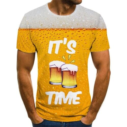 Beer 3D printing T-shirt mens and womens T-shirts Fun novelty T-shirts short-sleeved tops Unisex clothing Hot sale 3D T-shirts