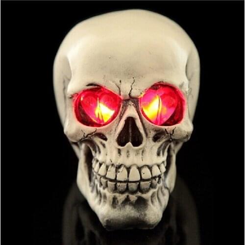 Led Human Shape Skeleton Head Homosapiens Skull Statue Figurine Demon Evil Home Decoration Accessories Halloween Scary Party