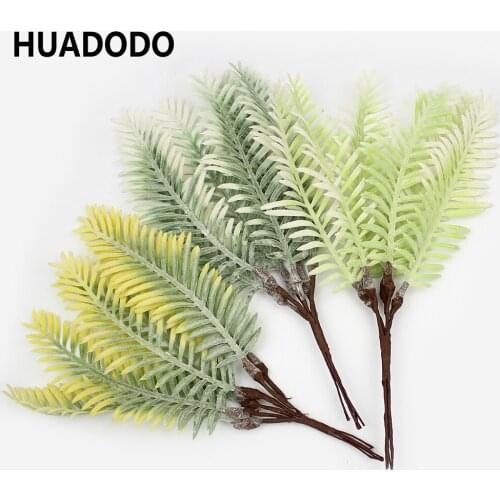 HUADODO 6pcs Mini Artificial fern Plant Artificial Flowers Gass for Home Wedding Wreath DIY Christmas Decoration