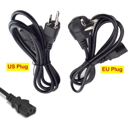 Extension Cord EU US Plug IEC C13 Power Cable 1.5m 14AWG Computer Power Supply Cable For Monitor Antminer Printer