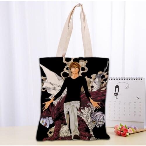 Custom Death Note Tote Bag Reusable Women Canvas Shoulder Bag Handbag Shoulder Pouch Foldable Canvas Shopping Bags
