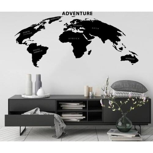 Wrold Map Vinyl Wall Stickers Removable Wall Decor For Boys Kids Babys Rooms Living Room Decoration Wall Decals Srickers Murals